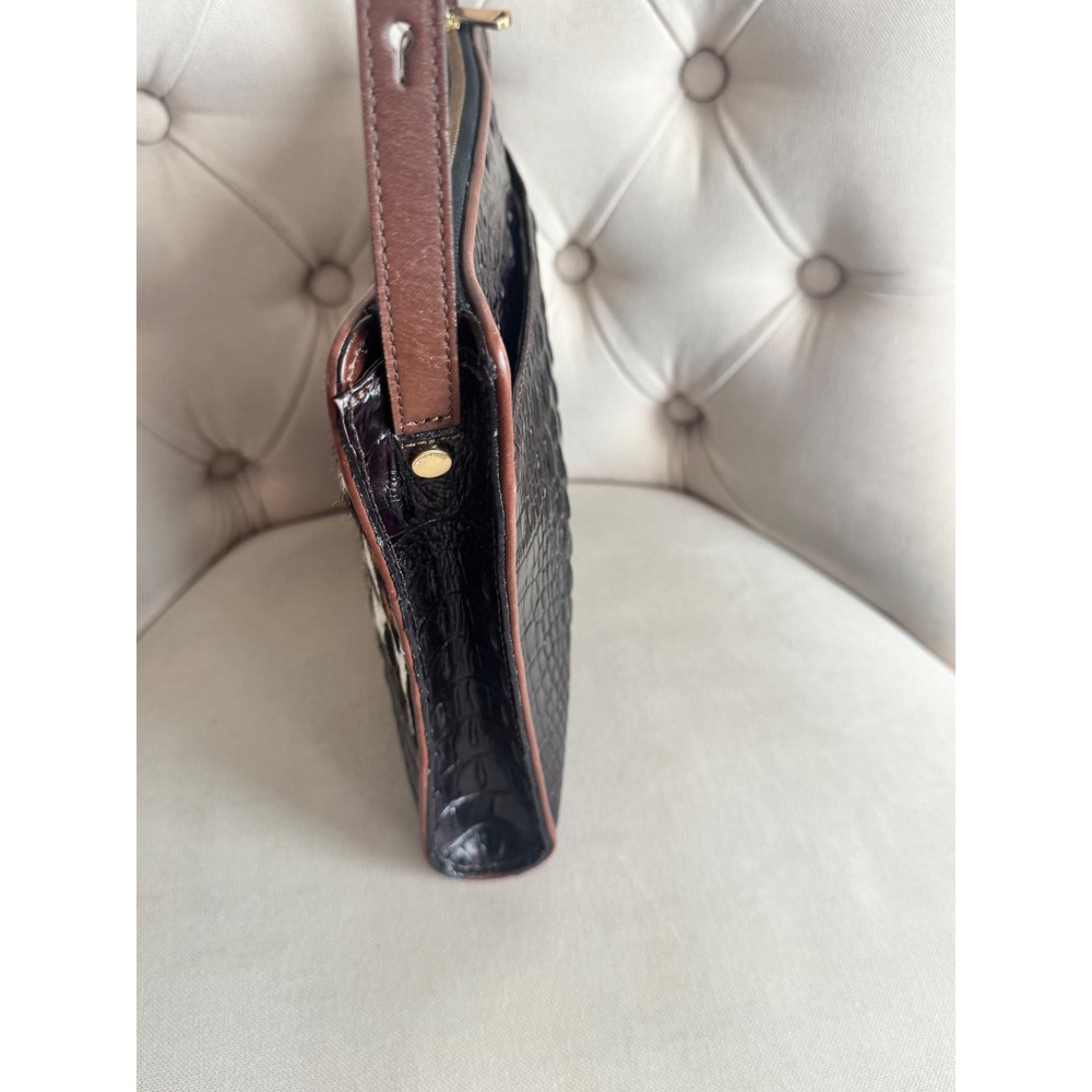Brahmin Leopard Print Fur Crocodile Embossed Leather Crossbody Bag - Picture 4 of 10